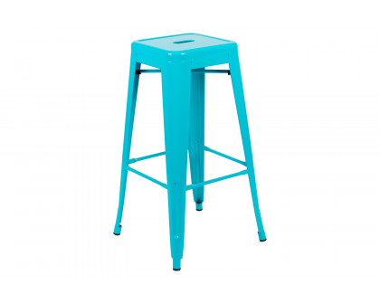 BLNK Cierra Metal Indoor Bar Stool Set of 4 - Teal