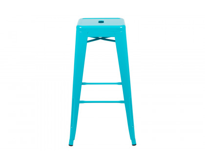 BLNK Cierra Metal Indoor Bar Stool Set of 4 - Teal