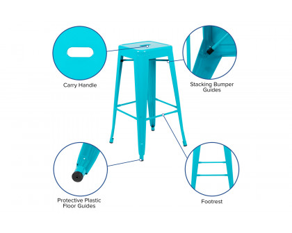 BLNK Cierra Metal Indoor Bar Stool Set of 4 - Teal