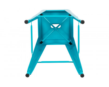 BLNK Cierra Metal Indoor Bar Stool Set of 4 - Teal