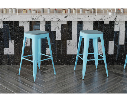 BLNK Cierra Commercial All-Weather Backless Indoor Bar Height Stools with Poly Resin Seats Set of 4