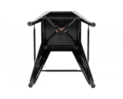 BLNK Cierra Metal Indoor Bar Stool with Wood Seat Set of 4 - Black