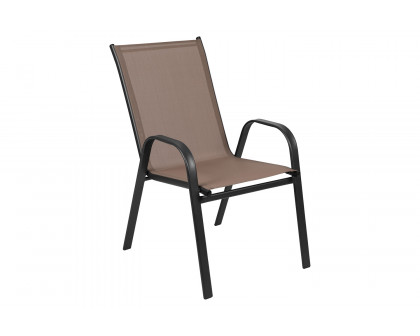 BLNK Brazos Outdoor Stack Chair with Flex Comfort Material and Metal Frame 4 Pack - Brown