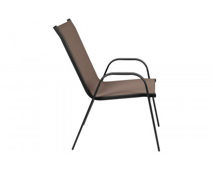 BLNK Brazos Outdoor Stack Chair with Flex Comfort Material and Metal Frame 4 Pack - Brown