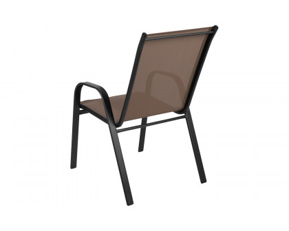 BLNK Brazos Outdoor Stack Chair with Flex Comfort Material and Metal Frame 4 Pack - Brown