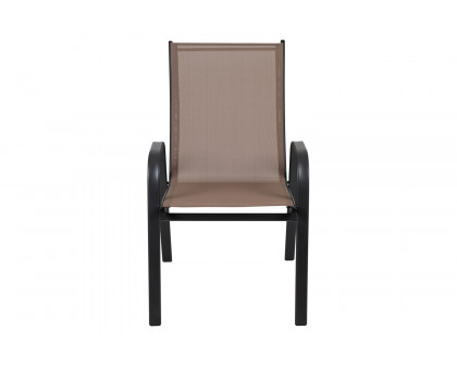 BLNK Brazos Outdoor Stack Chair with Flex Comfort Material and Metal Frame 4 Pack - Brown