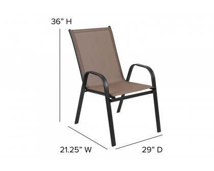 BLNK Brazos Outdoor Stack Chair with Flex Comfort Material and Metal Frame 4 Pack - Brown