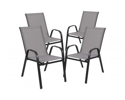 BLNK Brazos Outdoor Stack Chair with Flex Comfort Material and Metal Frame 4 Pack - Gray