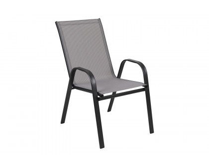 BLNK Brazos Outdoor Stack Chair with Flex Comfort Material and Metal Frame 4 Pack - Gray