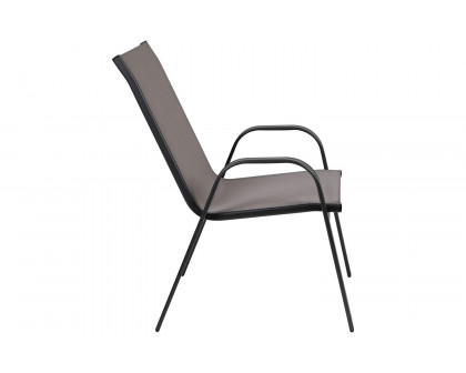 BLNK Brazos Outdoor Stack Chair with Flex Comfort Material and Metal Frame 4 Pack - Gray