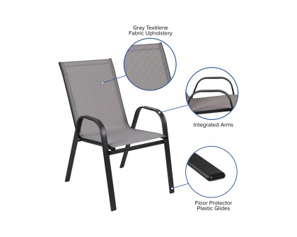 BLNK Brazos Outdoor Stack Chair with Flex Comfort Material and Metal Frame 4 Pack - Gray