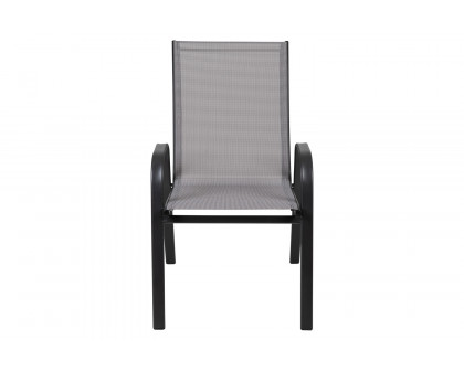 BLNK Brazos Outdoor Stack Chair with Flex Comfort Material and Metal Frame 4 Pack - Gray