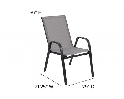 BLNK Brazos Outdoor Stack Chair with Flex Comfort Material and Metal Frame 4 Pack - Gray