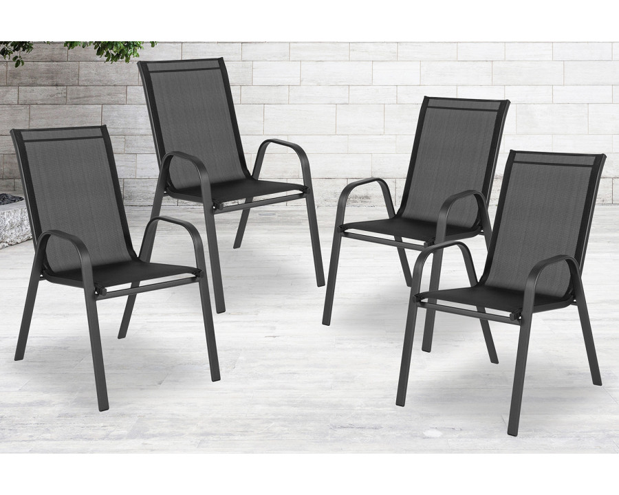 BLNK Brazos Outdoor Stack Chair with Flex Comfort Material and Metal Frame 4 Pack