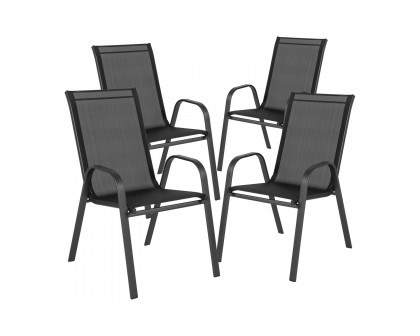 BLNK Brazos Outdoor Stack Chair with Flex Comfort Material and Metal Frame 4 Pack