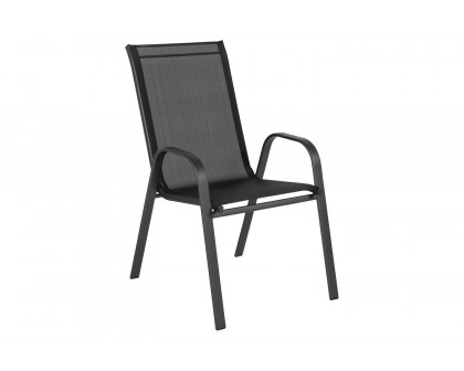 BLNK Brazos Outdoor Stack Chair with Flex Comfort Material and Metal Frame 4 Pack - Black