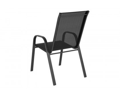 BLNK Brazos Outdoor Stack Chair with Flex Comfort Material and Metal Frame 4 Pack - Black