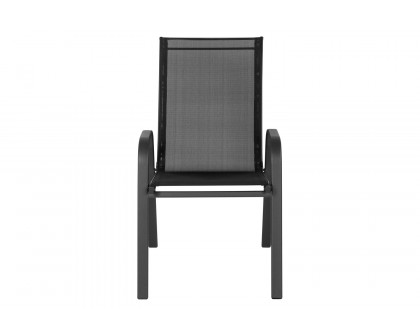 BLNK Brazos Outdoor Stack Chair with Flex Comfort Material and Metal Frame 4 Pack - Black