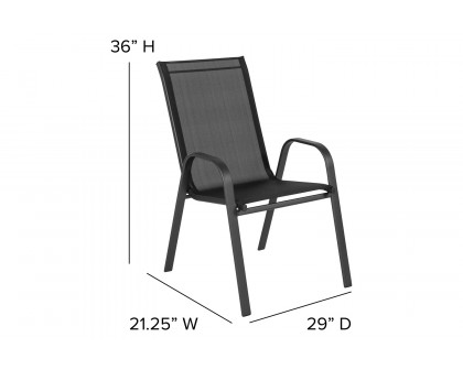 BLNK Brazos Outdoor Stack Chair with Flex Comfort Material and Metal Frame 4 Pack - Black