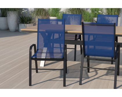 BLNK Brazos Outdoor Stack Chair with Flex Comfort Material and Metal Frame 4 Pack