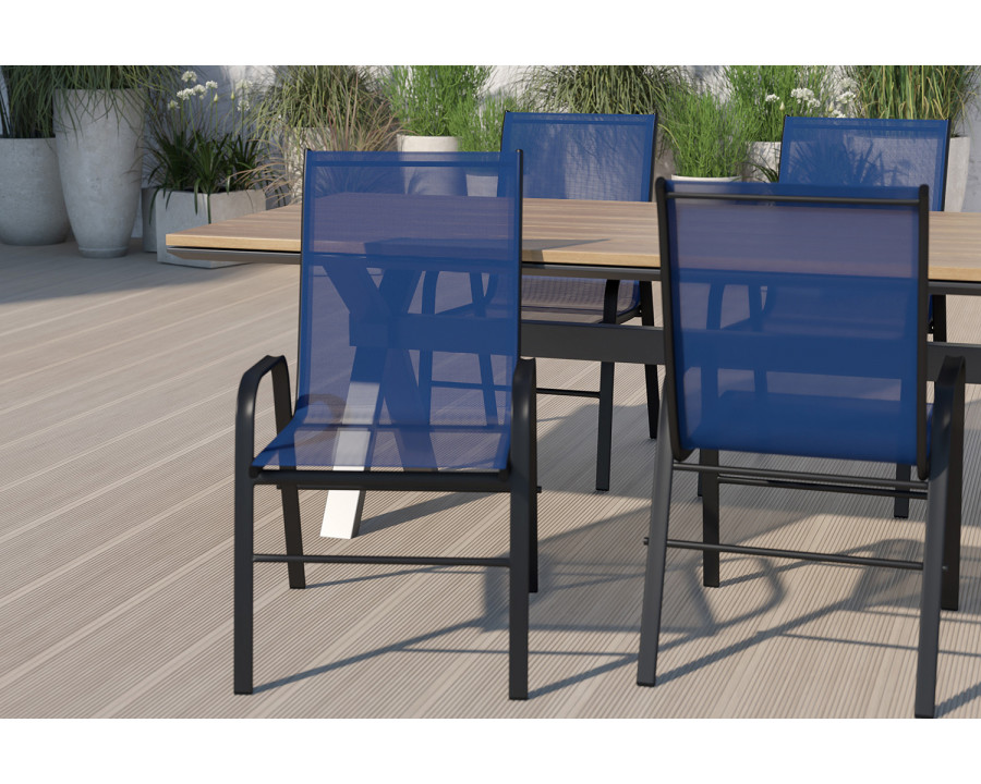 BLNK Brazos Outdoor Stack Chair with Flex Comfort Material and Metal Frame 4 Pack - Navy