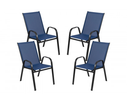 BLNK Brazos Outdoor Stack Chair with Flex Comfort Material and Metal Frame 4 Pack - Navy