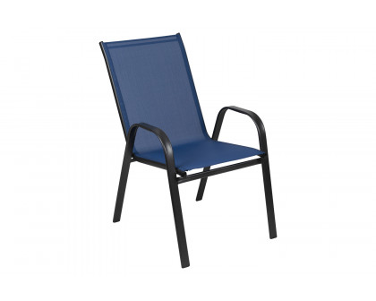 BLNK Brazos Outdoor Stack Chair with Flex Comfort Material and Metal Frame 4 Pack - Navy