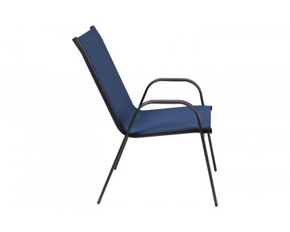 BLNK Brazos Outdoor Stack Chair with Flex Comfort Material and Metal Frame 4 Pack - Navy