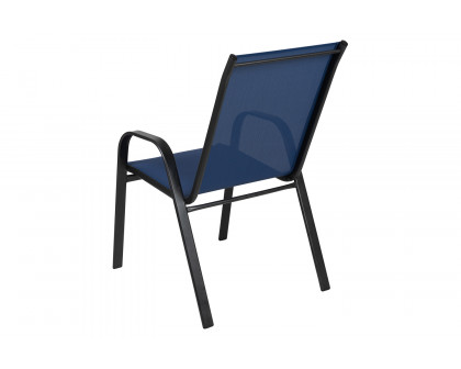 BLNK Brazos Outdoor Stack Chair with Flex Comfort Material and Metal Frame 4 Pack - Navy