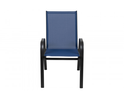 BLNK Brazos Outdoor Stack Chair with Flex Comfort Material and Metal Frame 4 Pack - Navy