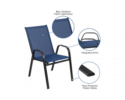 BLNK Brazos Outdoor Stack Chair with Flex Comfort Material and Metal Frame 4 Pack - Navy