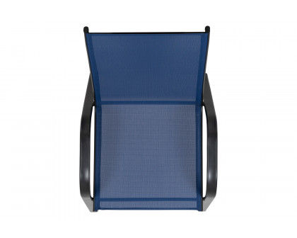 BLNK Brazos Outdoor Stack Chair with Flex Comfort Material and Metal Frame 4 Pack - Navy