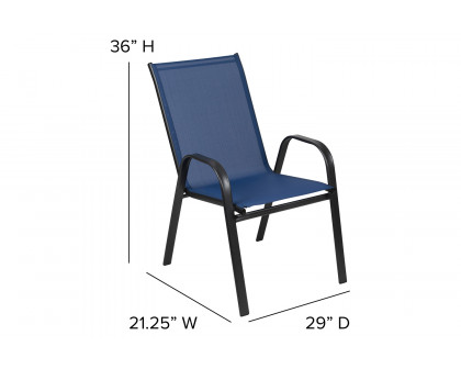 BLNK Brazos Outdoor Stack Chair with Flex Comfort Material and Metal Frame 4 Pack - Navy