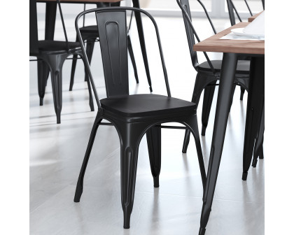 BLNK™ Perry Poly Resin Wood Seat with Rounded Edges for Colorful Metal Chairs and Stools Set of 4 - Black