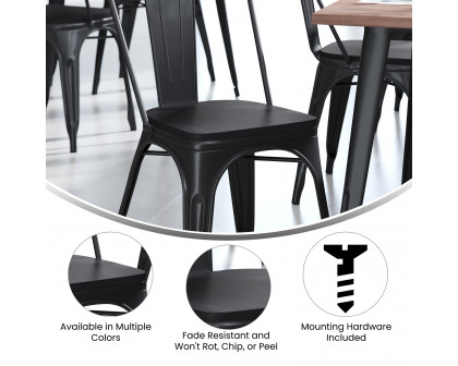 BLNK™ Perry Poly Resin Wood Seat with Rounded Edges for Colorful Metal Chairs and Stools Set of 4 - Black