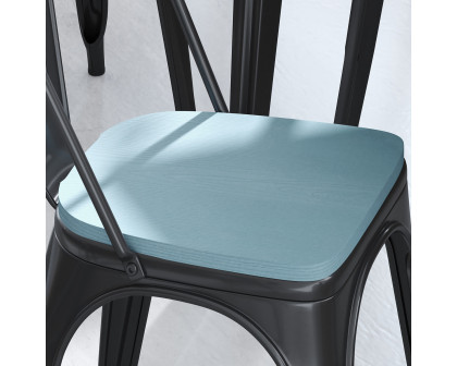 BLNK™ Perry Poly Resin Wood Seat with Rounded Edges for Colorful Metal Chairs and Stools Set of 4 - Teal/Blue