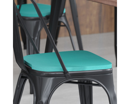 BLNK Perry Poly Resin Wood Seat with Rounded Edges for Colorful Metal Chairs and Stools Set of 4