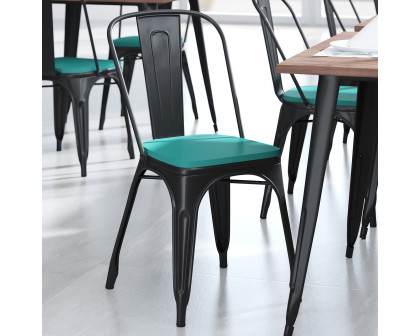 BLNK™ Perry Poly Resin Wood Seat with Rounded Edges for Colorful Metal Chairs and Stools Set of 4 - Mint