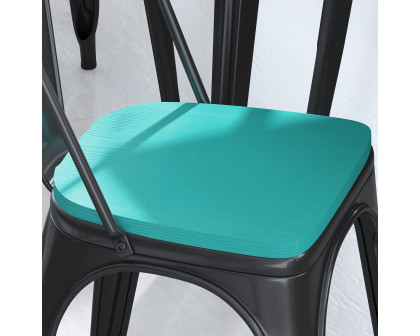 BLNK™ Perry Poly Resin Wood Seat with Rounded Edges for Colorful Metal Chairs and Stools Set of 4 - Mint