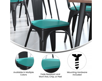 BLNK™ Perry Poly Resin Wood Seat with Rounded Edges for Colorful Metal Chairs and Stools Set of 4 - Mint