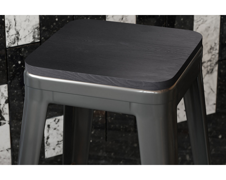 BLNK Perry Square Poly Resin Wood Seat with Rounded Edges for Colorful Metal Bar Stools