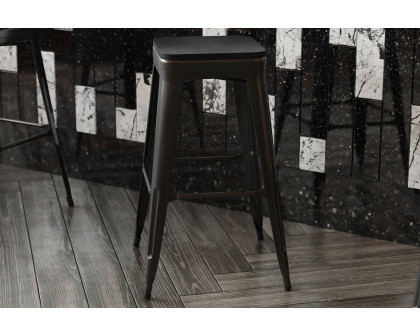 BLNK Perry Square Poly Resin Wood Seat with Rounded Edges for Colorful Metal Bar Stools - Black