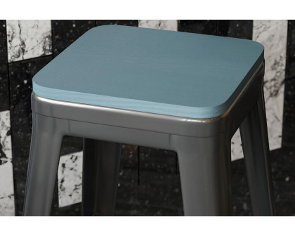 BLNK Perry Square Poly Resin Wood Seat with Rounded Edges for Colorful Metal Bar Stools