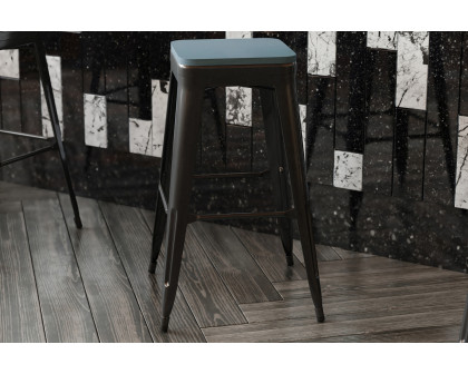 BLNK Perry Square Poly Resin Wood Seat with Rounded Edges for Colorful Metal Bar Stools - Teal/Blue