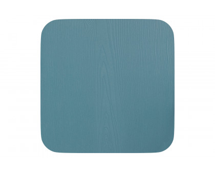 BLNK Perry Square Poly Resin Wood Seat with Rounded Edges for Colorful Metal Bar Stools - Teal/Blue