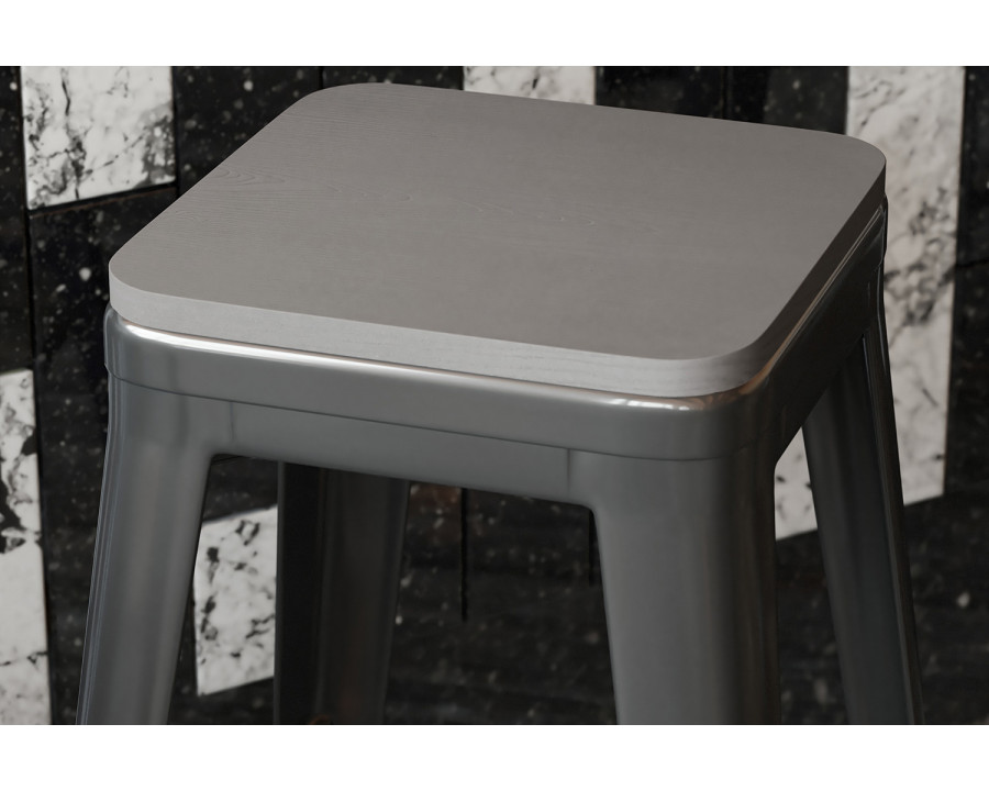 BLNK Perry Square Poly Resin Wood Seat with Rounded Edges for Colorful Metal Bar Stools - Gray