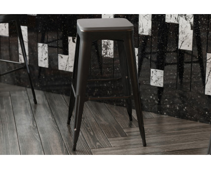 BLNK Perry Square Poly Resin Wood Seat with Rounded Edges for Colorful Metal Bar Stools - Gray