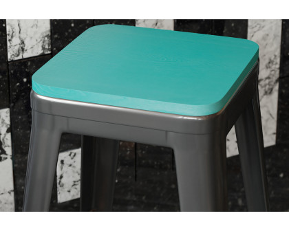 BLNK Perry Square Poly Resin Wood Seat with Rounded Edges for Colorful Metal Bar Stools