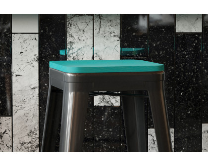 BLNK Perry Square Poly Resin Wood Seat with Rounded Edges for Colorful Metal Bar Stools - Mint