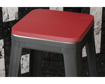 BLNK Perry Square Poly Resin Wood Seat with Rounded Edges for Colorful Metal Bar Stools